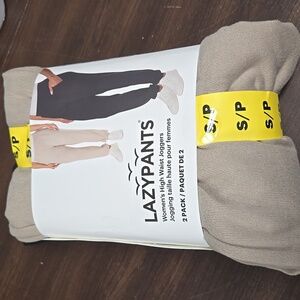 Lazypants Size S Beige and Black 2 Pack of High Waist Joggers